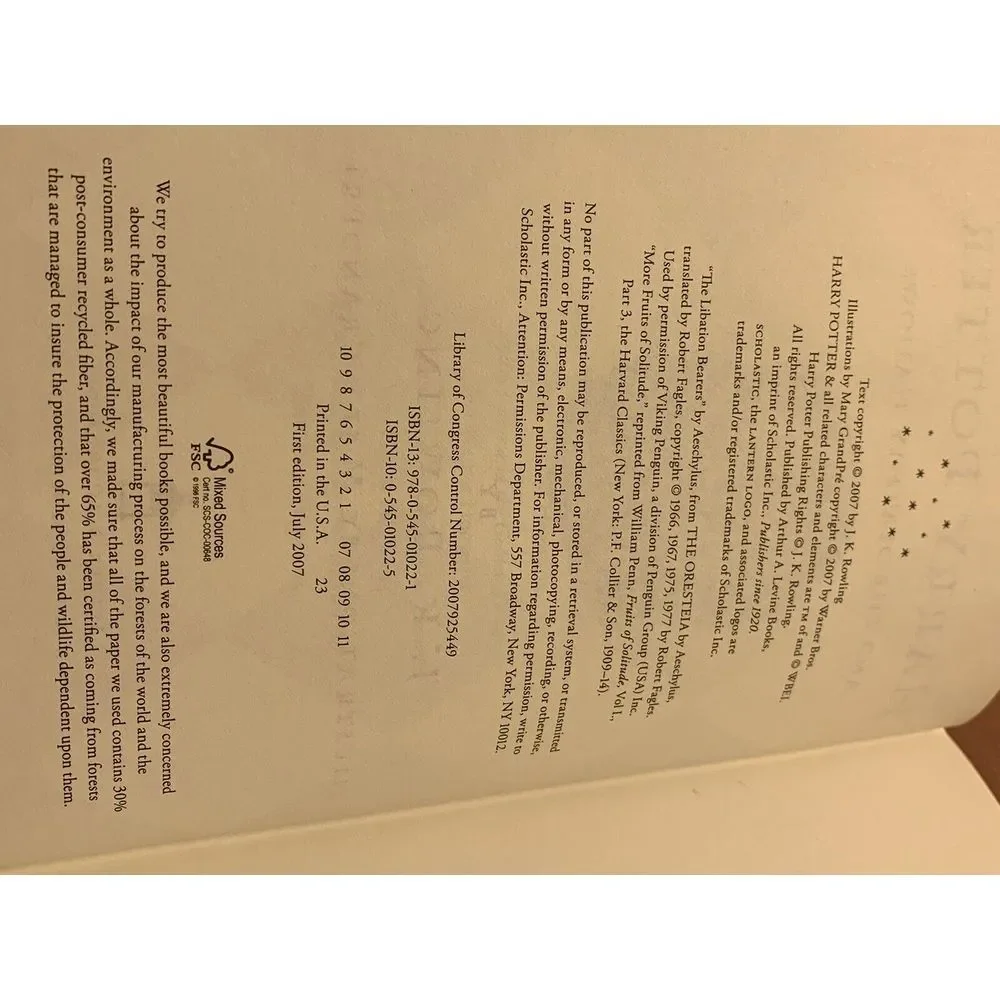 Harry Potter and the Deathly Hallows, July 2007 1st edition Page 759 error‎ copy